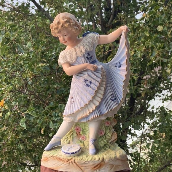 Antique Gebruder Heubach Large Bisque Dance Girl Figure Porcelain Colectivo - Picture 2 of 16